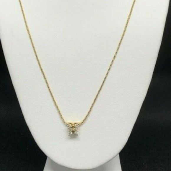 RS Covenant #7159 Gold Butterfly Cubic Zirconia Necklace w/lifetime warranty 18" - Picture 3 of 5
